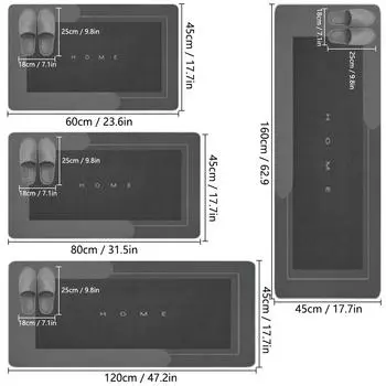 1 шт. Нескользящий кухонный коврик, устойчивый к маслам и грязи, моющийся для гостиной, впитывающий воду, коврик для ванной комнаты, коврик для входа 45cmx60cm светло-серый