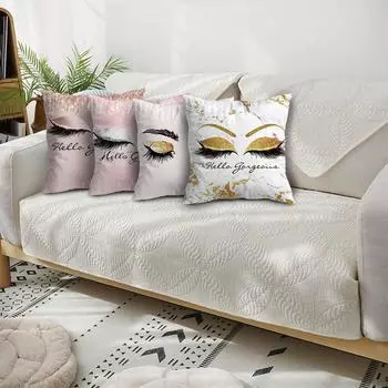 1 шт., нестандартная наволочка Ins Style Beauty Makeup Eyelash Peach Skin, квадратная наволочка для дивана с наволочкой для домашнего использования 450*450mm
