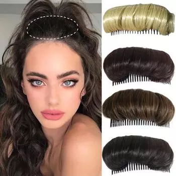 1 шт., невидимая пушистая подушечка для волос для женщин, устойчивая, удобная, высокотемпературная волокнистая вставка, расческа, инструменты для укладки волос, кофейный цвет