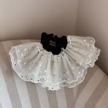 1 шт. нежная и чистая юбка для девочки из тюля, похожая на марлю, с кружевной отделкой в горошек по подолу, элегантная повязка на голову для макушки.