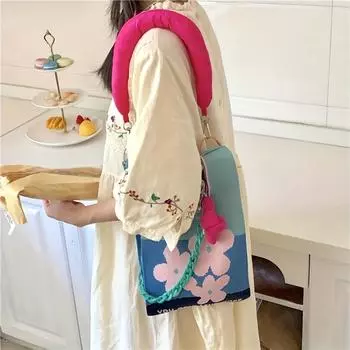 1 шт., нишевая сумка на одно плечо с косой цепочкой, сумка с подвеской Spice Girl, вязаная сумка подмышкой внутри тканой сумки. фиолетовый