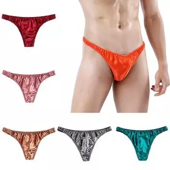 1 шт. нижнее белье дышащие трусики мягкие трусики стринги удобные трусики однотонные шелковые атласные трусы 2XL
