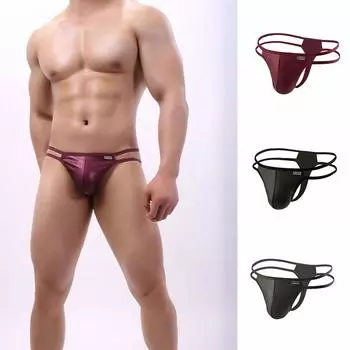 1 шт. нижнее белье однотонные тонкие трусы-стринги с низкой посадкой мужское белье с выпуклой вставкой трусы из полиэфирного волокна L