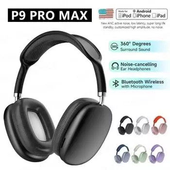 1 шт. НОВЫЕ беспроводные наушники Bluetooth P9 Pro Max Air с шумоподавлением, микрофонные накладки, спортивная игровая гарнитура для Apple белый