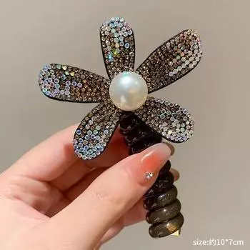 1 шт. Новая милая сверкающая резинка-спираль для волос с цветами, резинка для головы, резинка для хвостика, резинка для волос, головной убор для детей