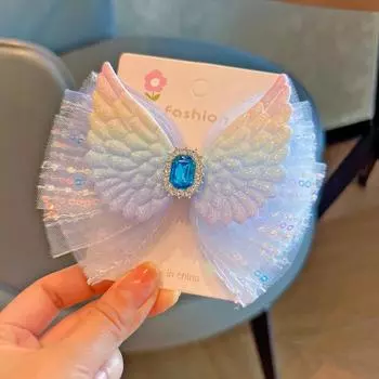 1 шт. Новая милая заколка для волос в виде крыла ангела принцессы с пайетками и бантом для девочки, детский головной убор, заколки-невидимки, заколки для волос, заколки-автоматы, аксессуары для волос