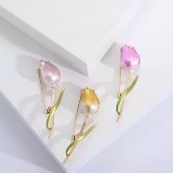 1 шт., новая мода, ювелирные изделия в виде масляных тюльпанов, корейская брошь, булавка, темперамент, женская одежда, аксессуары, заколки с цветами