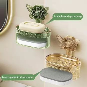 1 шт. Новая мыльница-бабочка, легкая присоска, двойная мыльница, минималистский стиль, контейнер для хранения в ванной комнате