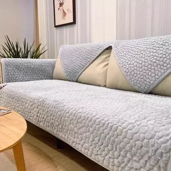 1 шт., новая подушка для дивана из мягкого камня, зимний толстый плюшевый чехол для дивана, минималистичный стиль, противоскользящий теплый чехол, тканевое полотенце 90x90cm