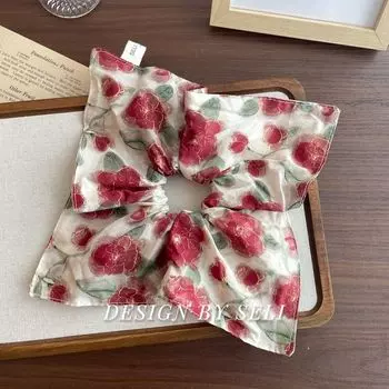 1 шт. Новая резинка для волос в виде толстой кишки, квадратное полотенце с размытыми цветочными узорами роз, резинка для волос