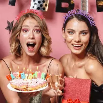 1 шт., новая светящаяся в темноте повязка на голову с надписью «С Днем Рождения», флуоресцентная повязка для волос, светящаяся повязка на голову красный