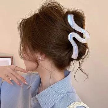 1 шт. новая высококлассная заколка-волна с жемчугом, заколка-акула, большая заколка для волос, заколка для волос на затылок, аксессуар для волос