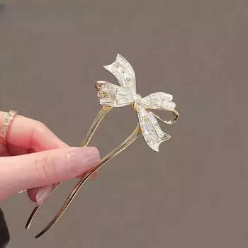 1 шт. Новая заколка для волос в форме бабочки с золотым цирконом, для женщин, для затылка, заколка-пучок, повседневные современные аксессуары для волос