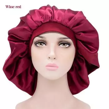 1 шт., новейшая женская шапочка для ухода за волосами, универсальная очень большая атласная шапочка для сна, водонепроницаемая шапочка для душа красный