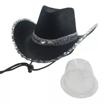 1 шт. Новинка для вечеринки, ролевых игр, тканевая шляпа с широкими полями в стиле вестерн, ковбойская шляпа с блестками, стильная, дышащая