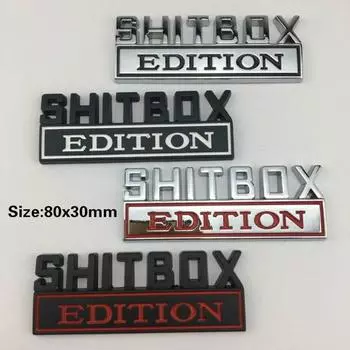 1 шт., новое издание SHITBOX, логотип, хромированная эмблема, значки, наклейка для автомобиля, наклейка серебряный/чёрный