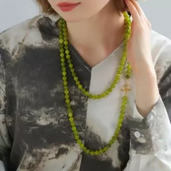 1 шт. Новое китайское 8 мм длинное ожерелье из бисера Qingti с камнем, женское освежающее модное простое трендовое длинное ожерелье зелёный