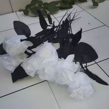 1 шт. Новогоднее украшение из шелка, черная роза, искусственный цветок, букет