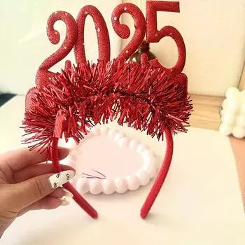 1 шт. новогодние диадемы повязка на голову 2025 Eve Supplies Happy головной убор цветной цифровой обруч для волос украшение для рождественской вечеринки зелёный