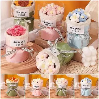 1 шт. Новогодний подарок ручной работы ко Дню святого Валентина креативный ручной работы крючком пряжа мини-букет искусственных цветов на день рождения