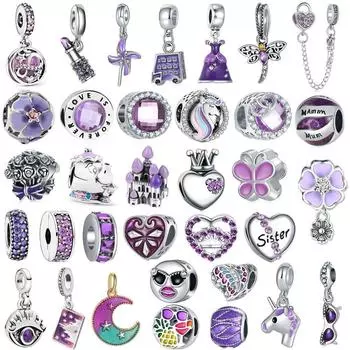 1 шт. новые фиолетовые милые очки, помада, кулон, подходит для оригинального модного браслета, ожерелье, аксессуар для женщин, DIY ювелирных изделий белый