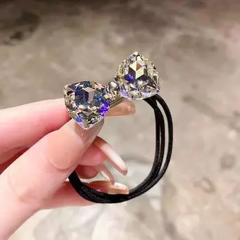 1 шт. Новые милые эластичные резинки для волос с бриллиантовым бантом для девочек, женские аксессуары для волос