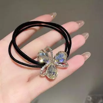 1 шт. Новые сверкающие бриллиантовые эластичные резинки для волос с цветком для девочек, женские аксессуары для волос