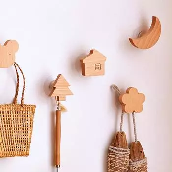 1 шт. Новый деревянный крючок, креативная звезда, луна, крючок для животных, настенный крючок для пальто, украшение для дома, крючок из цельного дерева, кухонные принадлежности A