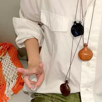 1 шт. Новый китайский милый подарок на день рождения деревянный винный горшок кулон длинное ожерелье выдвижная цепочка для свитера