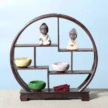 1 шт. новый китайский стиль антикварный домашний декор деревянная витрина миниатюрная богу пустая полка