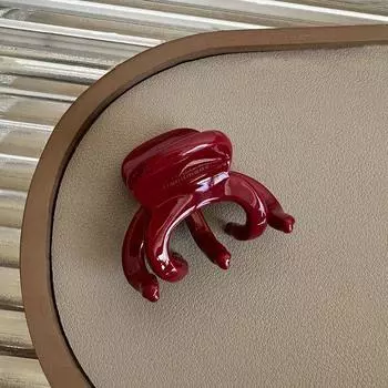 1 шт. Новый корейский Ins Толстый 4 мм Зажим для волос средней фиксации для высокого хвоста, китайский красный, с золотой этикеткой France, премиальный зажим для волос «Осьминог»