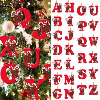 1 шт. Новый, креативный, подвесной, новогодняя елка, алфавит, акрил, плоский, украшение для домашней вечеринки, украшение в подарок