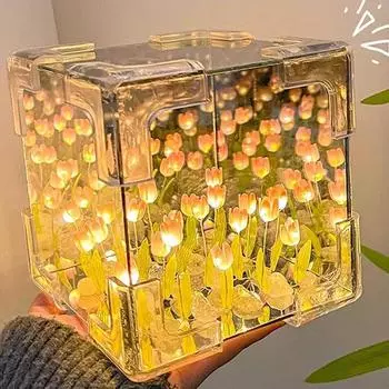 1 шт. Новый креативный сделай сам тюльпан цветок морской куб трехмерный маленький ночник материал упаковка для подруги пары подруг 21 flowers USB