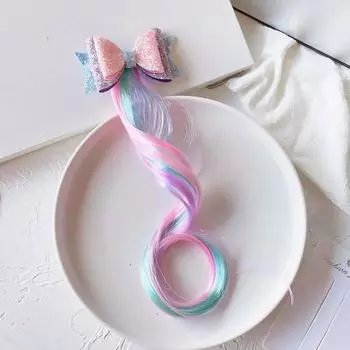 1 шт. Новый милый парик с кудрями и бантом принцессы, заколки для волос для девочек, детские головные уборы, зажим для волос, заколки-автоматы, аксессуары для волос