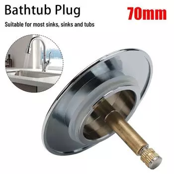 1 шт., новый заглушка для сливного отверстия для ванны, только заглушка для ванны с плоским уплотнением, латунная заглушка для ванны 70 мм, регулируемый фильтр для слива ванны белый