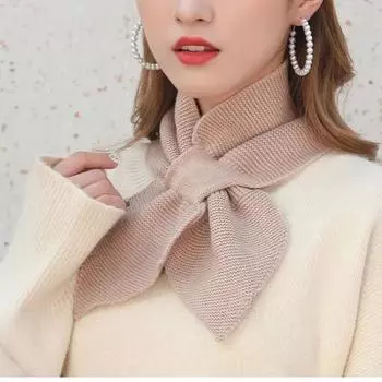 1 шт., новый женский повседневный шарф с перекрестными бретельками «рыбий хвост», шаль, женский осенне-зимний шарф, мягкий шейный шарф для девочек, вязаный свитер с галстуком-бабочкой