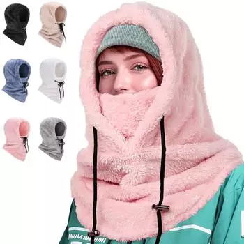 1 шт. новый зимний толстый термофлисовый шарф-балаклава лыжная маска для лица утеплитель для шеи снуд чёрный