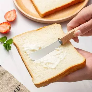1 шт. Нож для масла и сыра из нержавеющей стали с деревянной ручкой - идеально подходит для хлеба, джема и украшения тортов