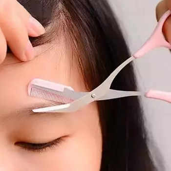 1 шт., ножницы для стрижки бровей, ножницы для бровей из нержавеющей стали с расческой, инструмент для удаления волос на лице, инструменты для бритья, инструменты для макияжа лица