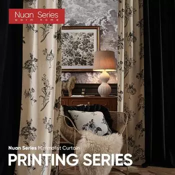 1 шт. Nuan Series 70% затемняющие французские ретро нишевые шторы с принтом розы по бокам для спальни, гостиной, домашнего декора W(50cm+50cm) x L200cm чёрный