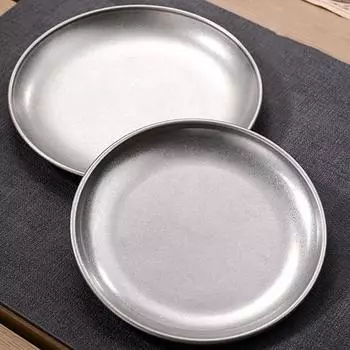 1 шт. Обеденная тарелка, тарелки для еды на открытом воздухе, походные тарелки для приправ, барбекю, столовая посуда из нержавеющей стали в индустриальном стиле 14CM