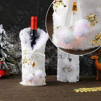 1 шт. обеденный стол снежинка праздничные атрибуты рождественские украшения плюшевая ткань крышка бутылки вина золотой