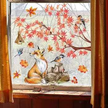 1 шт. обои золотая ветка птица окно наклейки на стену наклейки украшение комнаты лиса мебель для дома осень 30*40cm