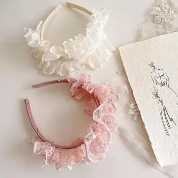 1 шт., обруч для волос по сладкой цене для маленькой девочки, ретро-эстетичный цветочный жемчуг, блестящая повязка для волос для детей, аксессуары для волос розовый