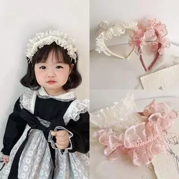 1 шт., обруч для волос по сладкой цене для маленькой девочки, ретро-эстетичный цветочный жемчуг, блестящая повязка для волос для детей, аксессуары для волос розовый