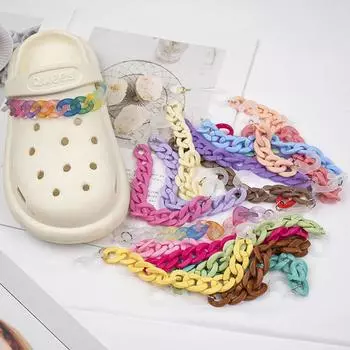 1 шт., обувь, подвеска, пуговица, цепочка для украшения обуви, аксессуары для обуви «сделай сам», цепочка темно-розовый