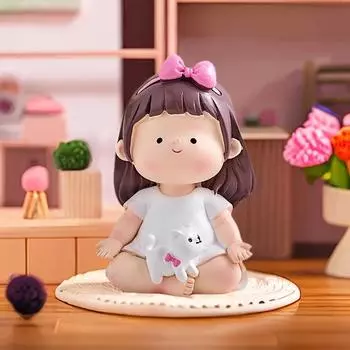 1 шт. Очаровательная фигурка девушки-йоги - современный минималистский мультяшный декор из смолы с очаровательным розовым бантом, украшение для домашнего офиса и стола