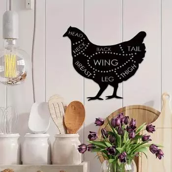 1 шт. Очаровательная металлическая табличка в виде курицы - идеально подходит для мясной лавки, добавит изюминку в комнату и домашний декор светло-серый