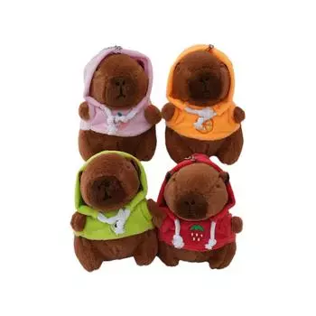 1 шт. Очаровательная плюшевая игрушка капибара в розовой толстовке - мягкая, приятная на ощупь игрушка, идеально подходящая для маленьких собак и кошек, прочный компаньон для жевания и игр розовый