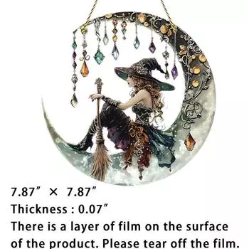 1 шт. Очаровательная ведьма лунного света Акриловое подвесное украшение для окна Ловец солнца Декорации 20cm/7.87in